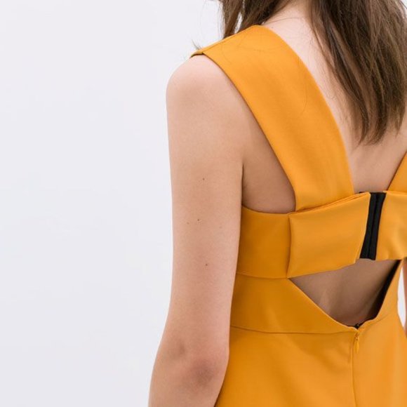 Zara Orange V-neck Dress Small - Picture 3 of 7